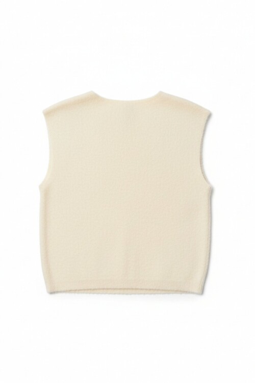 Çift Cepli Gold Düğmeli Yumoş Yelek