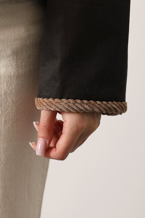 Çift Cepli kadife Yaka Astarlı Ceket