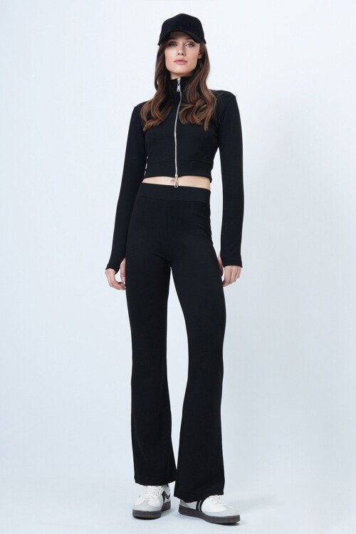 Çift Fermuarlı Ceket İspanyol Paça Takım