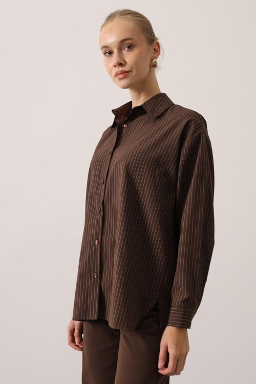 Çizgili Oversize Gömlek