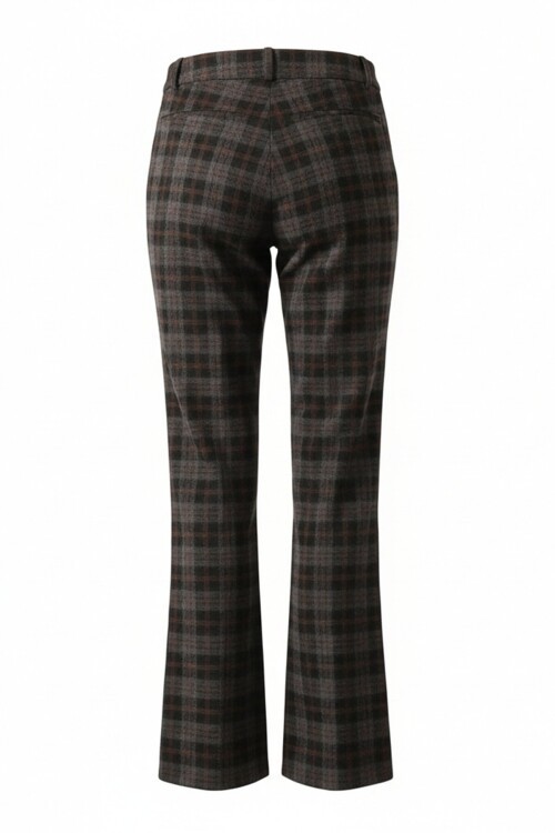 Kemerli Ekoseli İspanyol Paça Pantolon