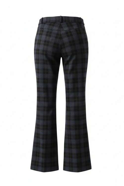 Kemerli Ekoseli İspanyol Paça Pantolon