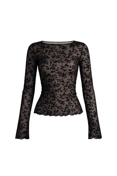 Desenli Transparan Bluz