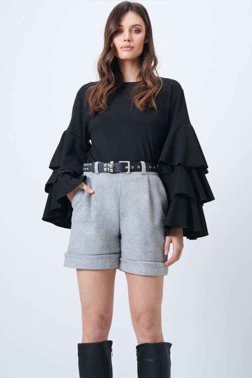 Duble Paça Çift Cepli Kışlık Kaşe Şort