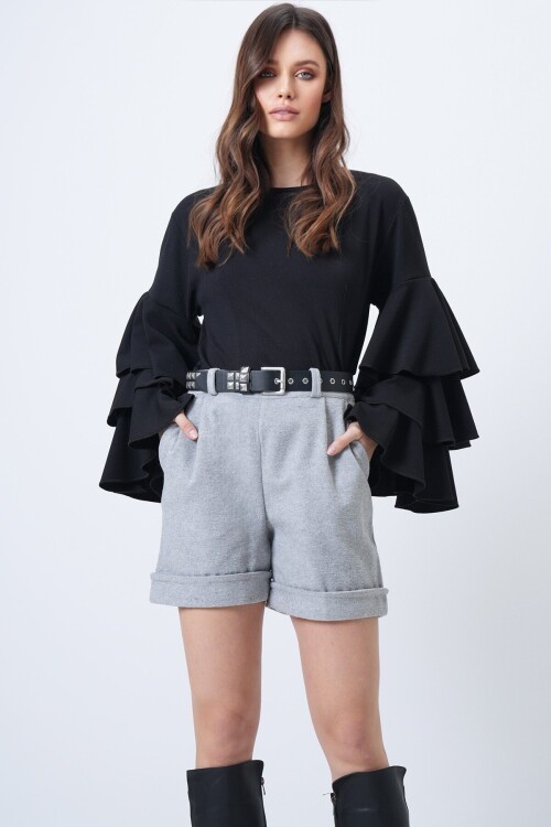 Duble Paça Çift Cepli Kışlık Kaşe Şort