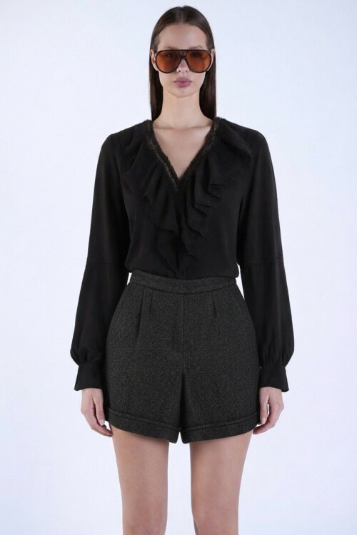 Duble Paça Çift Cepli Kışlık Kaşe Şort