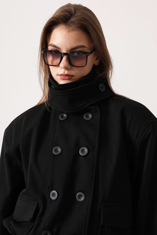 Düğme Kapamalı Çift Cepli Astarlı Bomber Ceket