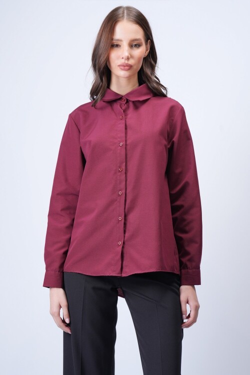 Bordo Düz Kesim Gömlek