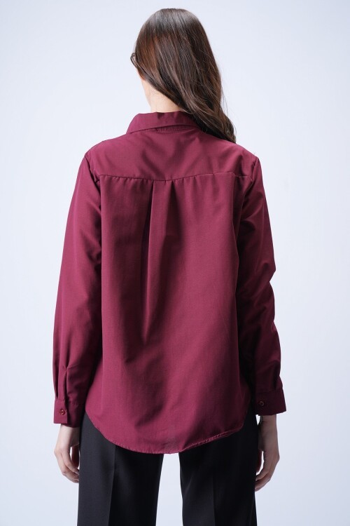 Bordo Düz Kesim Gömlek