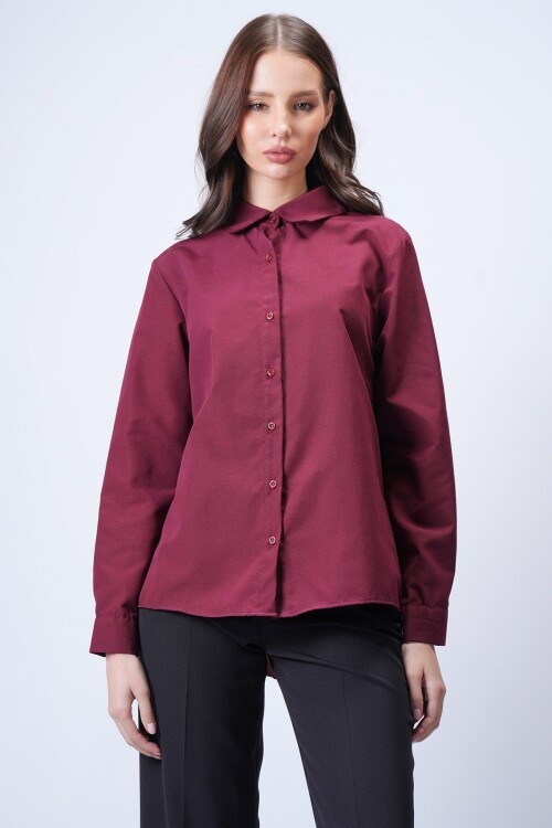 Bordo Düz Kesim Gömlek