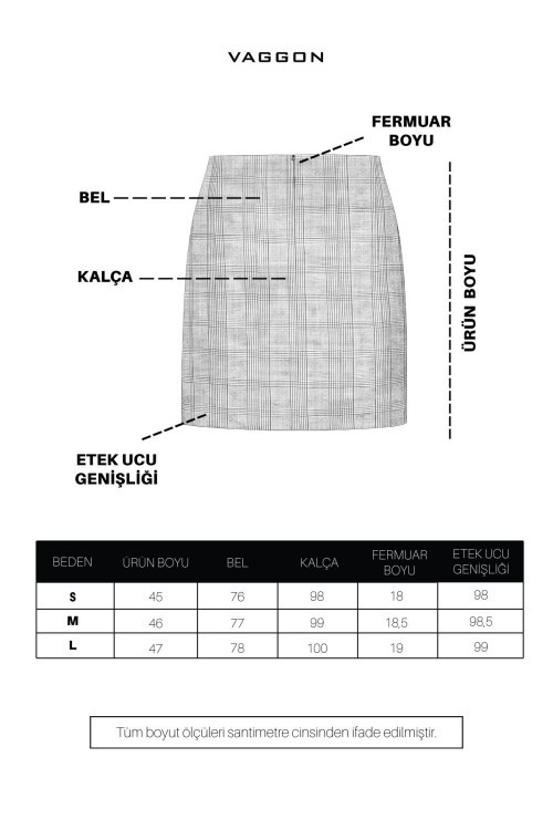 Bej Ekoseli Mini Etek