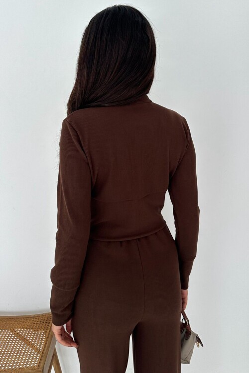 Fermuar Kapamalı Crop Sweat Ve Geniş Paça Eşofman Takım