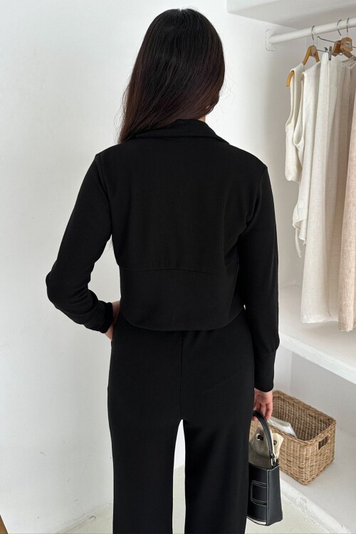 Fermuar Kapamalı Crop Sweat Ve Geniş Paça Eşofman Takım