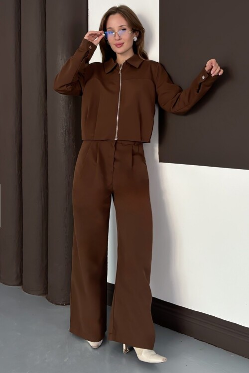 Fermuar Kapamalı Sweat Bol Paça Pantolon Takım