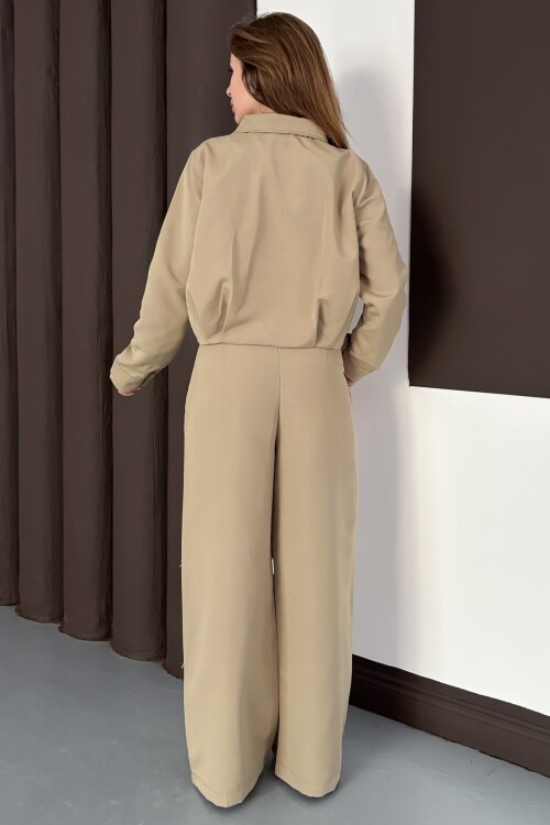 Fermuar Kapamalı Sweat Bol Paça Pantolon Takım