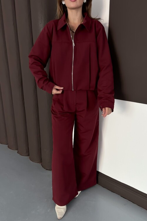 Fermuar Kapamalı Sweat Bol Paça Pantolon Takım