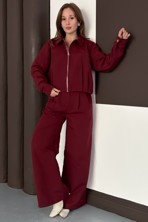 Fermuar Kapamalı Sweat Bol Paça Pantolon Takım