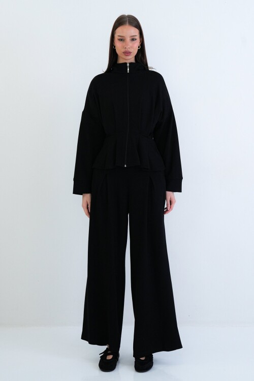 Fermuarlı Sweatshirt Ve Beli Lastikli Pantolon Takım