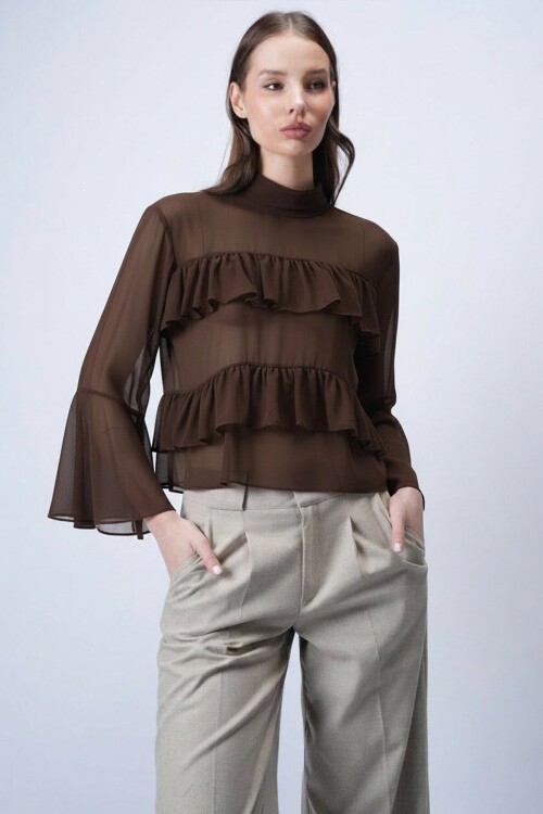 Fırfırlı Şifon Bluz