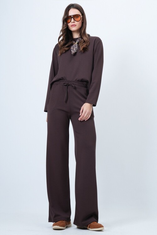 Fular Detaylı Sweatshirt Ve Geniş Paça Eşofman Takım