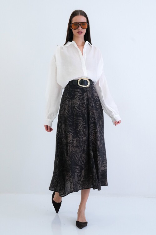 Kemerli Desenli Etek