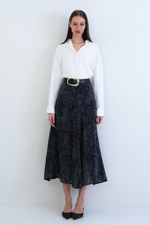 Kemerli Desenli Etek