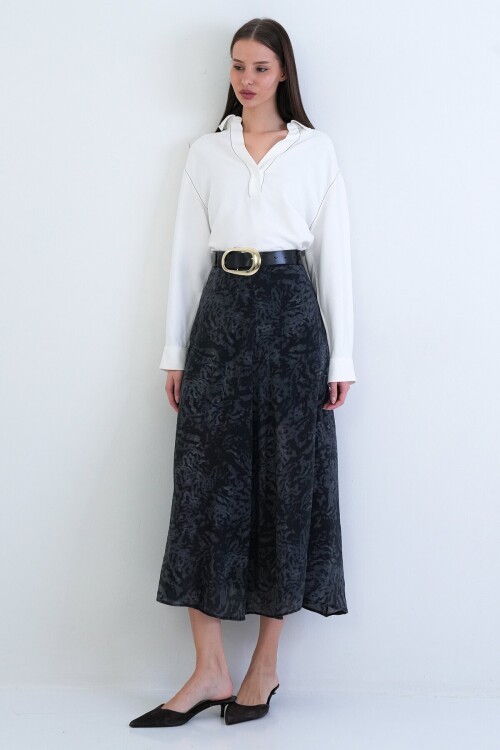 Kemerli Desenli Etek