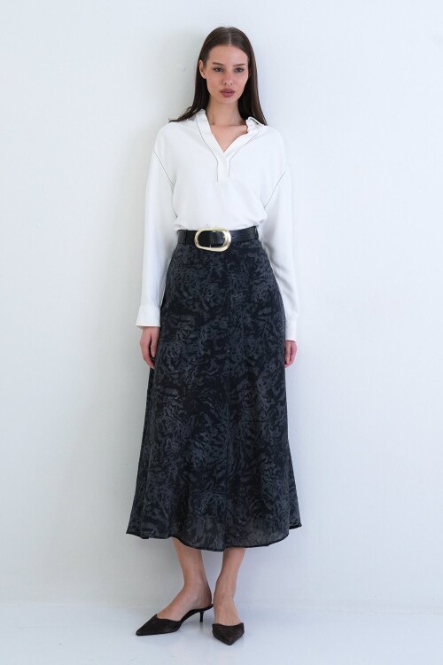 Kemerli Desenli Etek