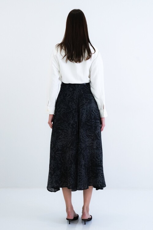 Kemerli Desenli Etek