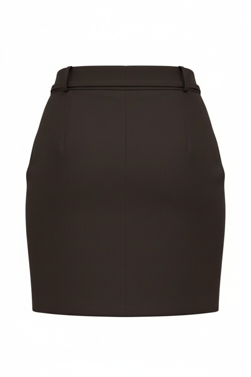 Kendinden İnce Kemer Detaylı Mini Etek