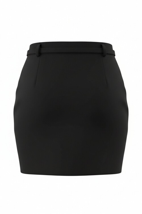 Kendinden İnce Kemer Detaylı Mini Etek