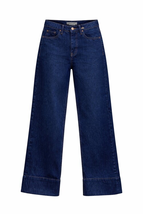 Koyu Mavi Kat Paça Jean Pantolon