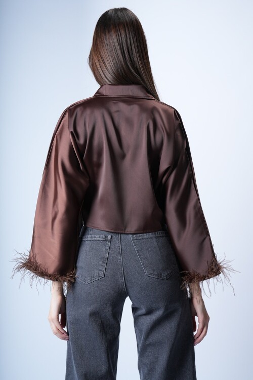 Acı Kahve Kruvaze Püsküllü Bluz