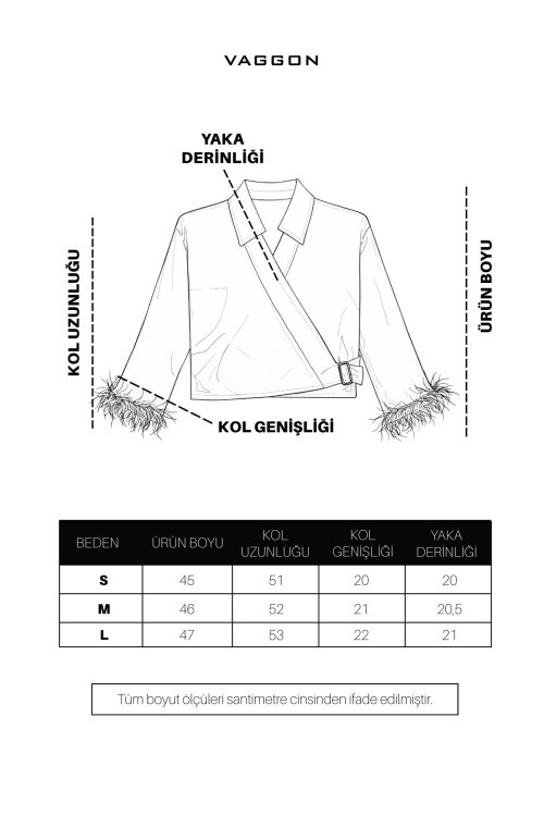 Siyah Kruvaze Püsküllü Bluz