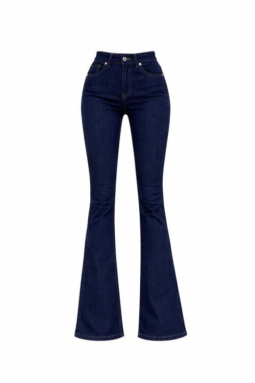 Lacivert 5 Cepli Full Likra İspanyol Paça Jean