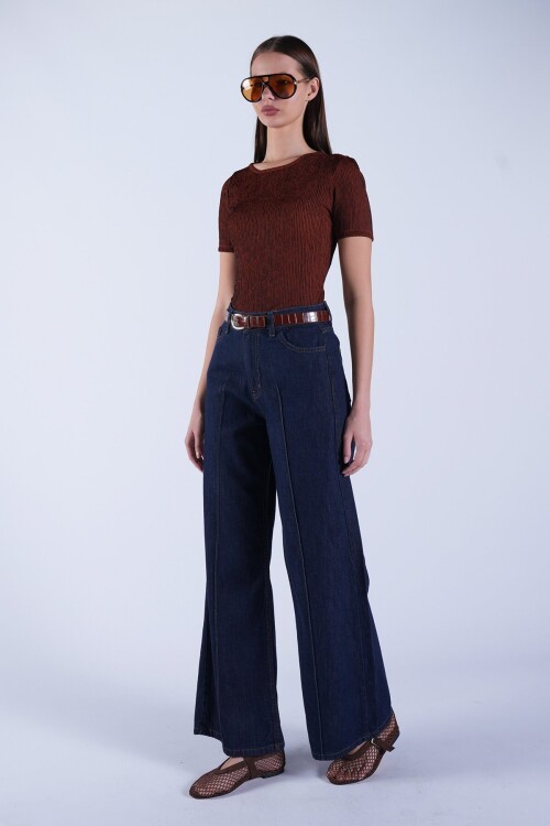 Lacivert Kemerli Palazzo Jean