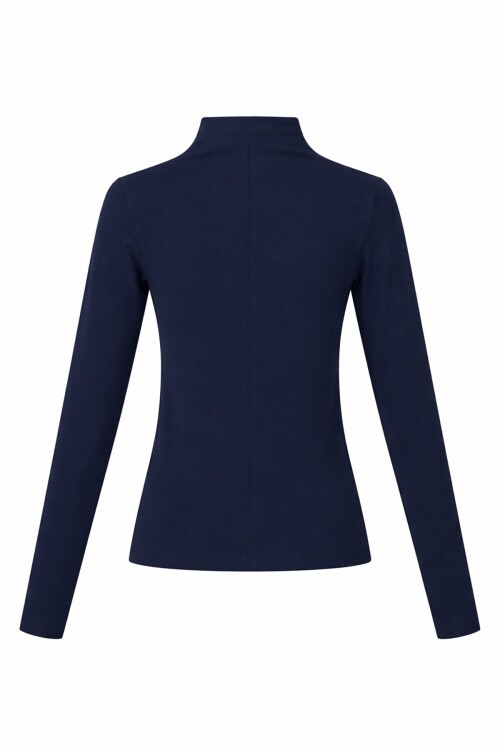 Lacivert Likralı Çımalı Bluz