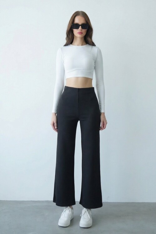 Siyah Likralı Modal Pantolon