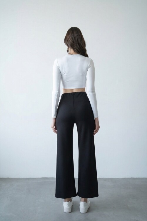 Siyah Likralı Modal Pantolon