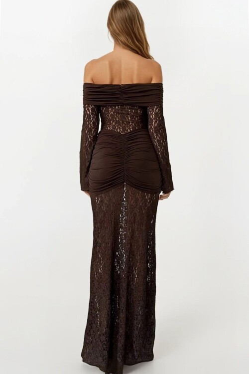 Madonna Yaka Danteli Maxi Boy Elbise