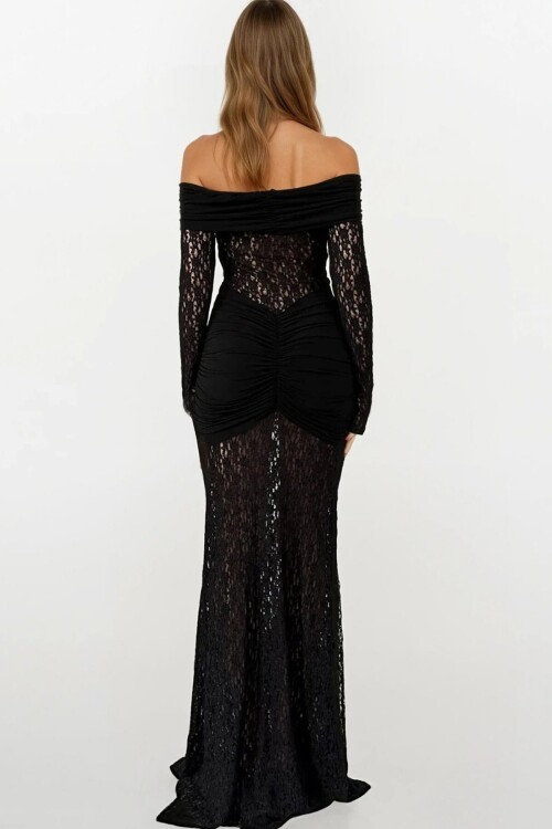 Madonna Yaka Danteli Maxi Boy Elbise