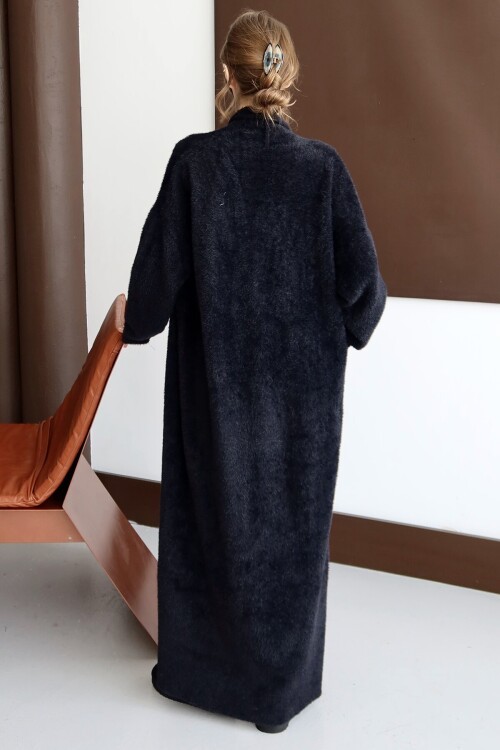 Oversize Cepli Yumuşak Dokulu Salaş Maxi Boy Peluş Uzun Hırka