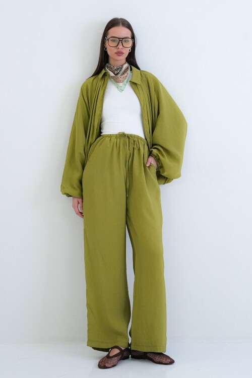 Oversize Hırka Ve Lastikli Pantolon Takım
