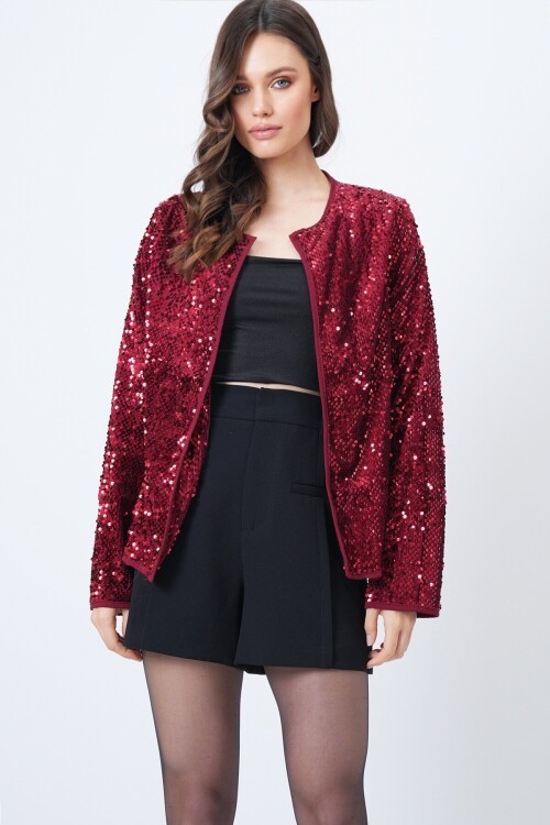 Payetli Açık Form Ceket