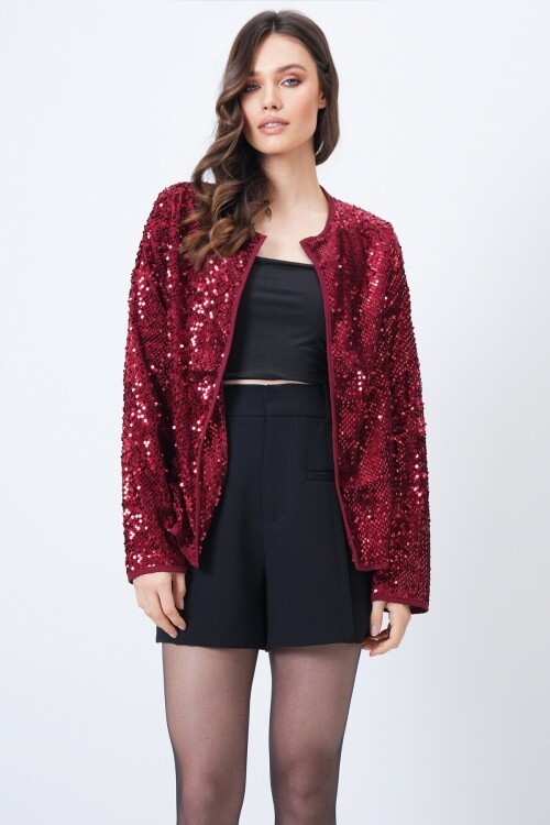 Payetli Açık Form Ceket