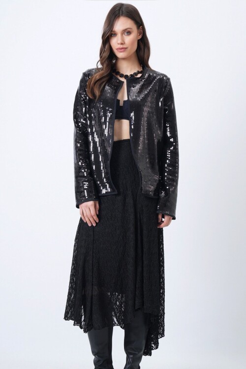 Payetli Açık Form Ceket