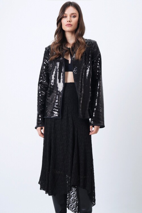 Payetli Açık Form Ceket