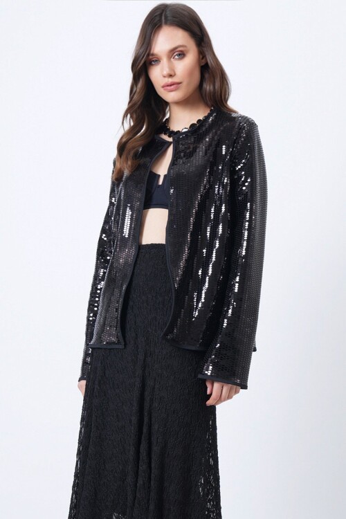 Payetli Açık Form Ceket