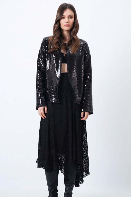 Payetli Açık Form Ceket