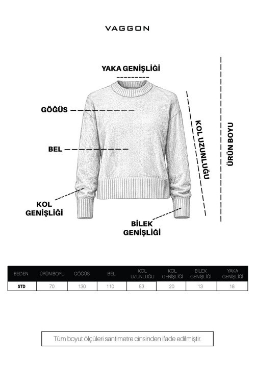 Krem Ribanalı Triko Kazak